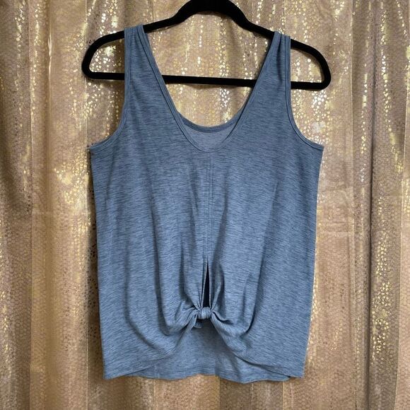 Old Navy Active Blue marled Breath On Knotted Back Tank Top, Small - Picture 2 of 6